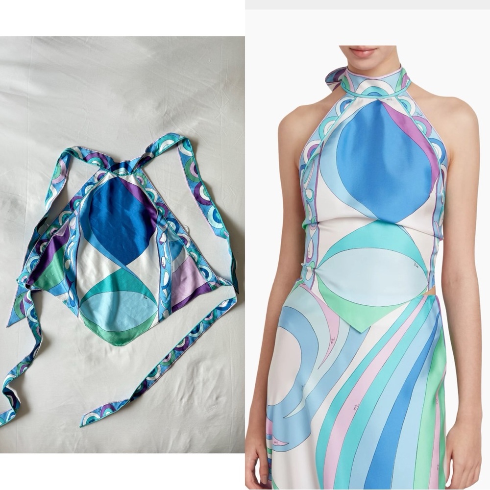 Emilio Pucci Very Vivara Silk Twill Halter Top
